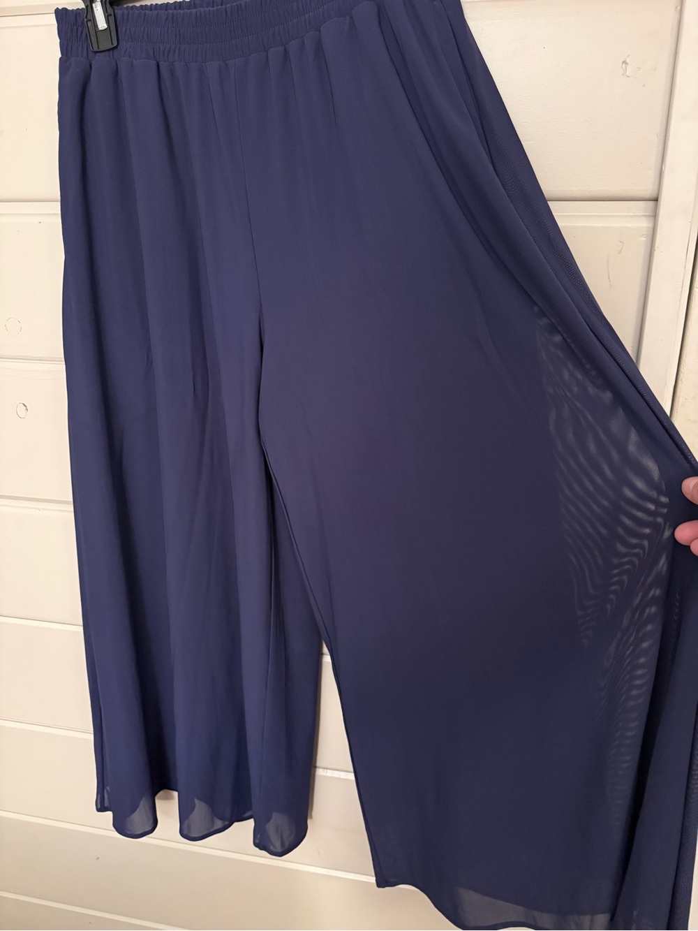 HALARA Navy Wide-Leg Chiffon Palazzo Pants inseam 25”